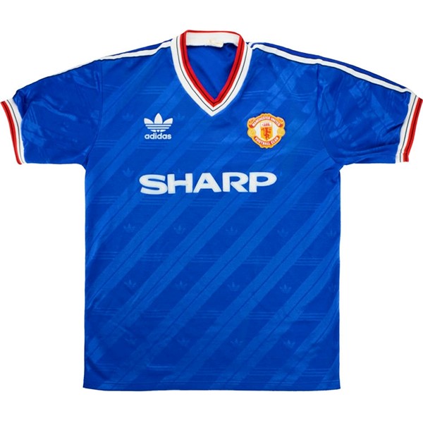 Ausweichtrikot Thailand Manchester United Retro 1986 1988 Blau Günstige Fußballtrikots